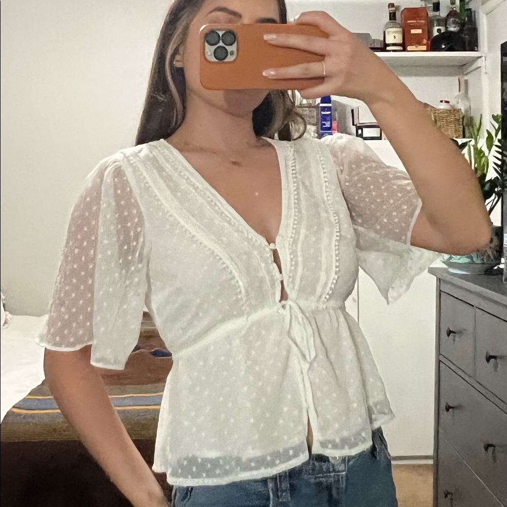 Fresh white top with lace details